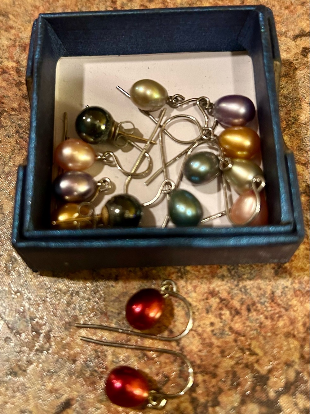 Multi-Color Freshwater Pearl Drop Earrings - A Bakers Dozen! 12 Dangle plus 1